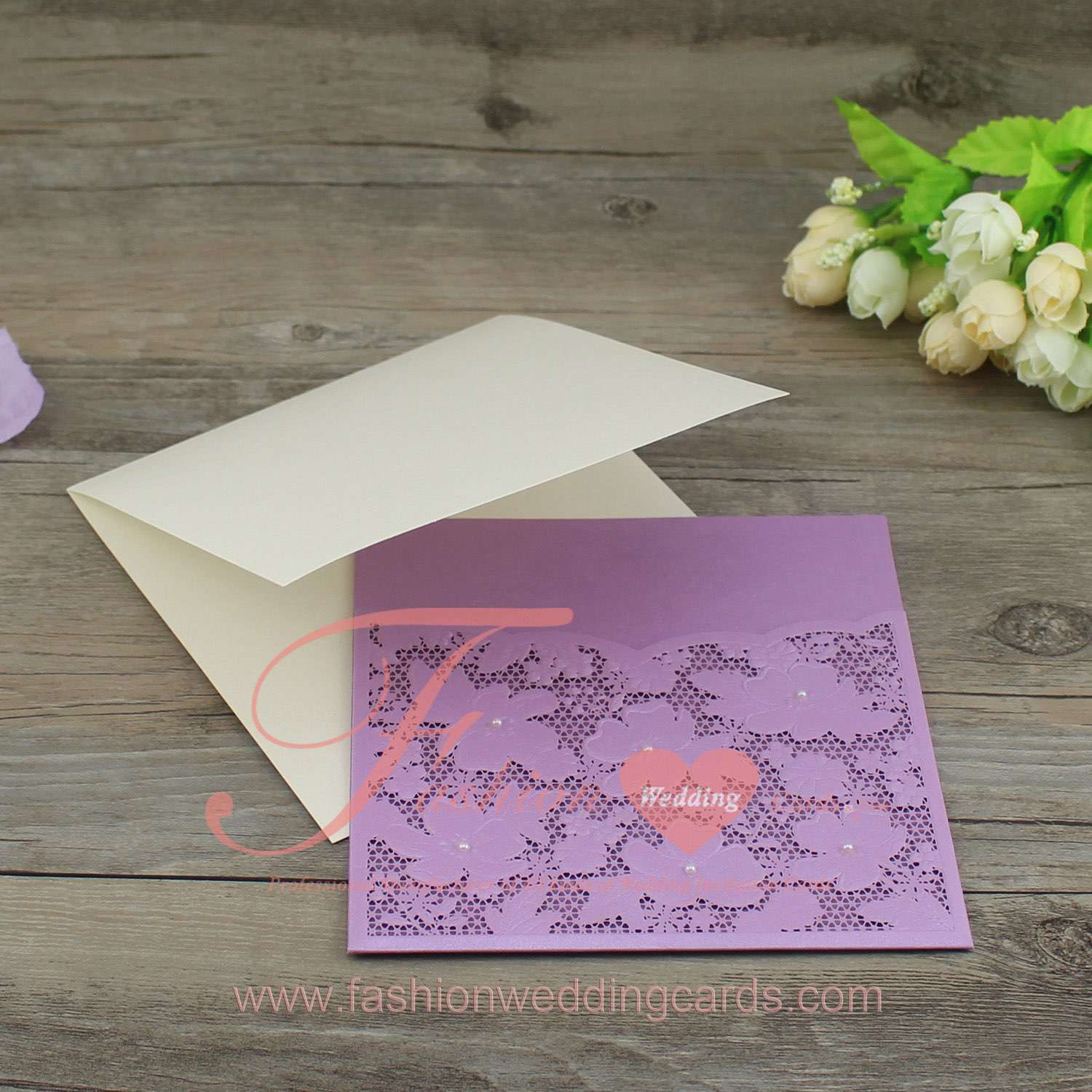 Lilac Laser Cut Wedding Invitations Melbourne